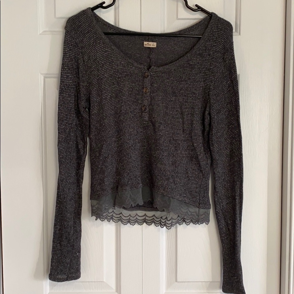 Hollister long sleeve shirt with lace trim